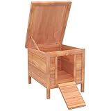 PawHut Wooden Rabbit Hutch Outdoor, Guinea Pig Hutch, Rabbit Hideaway, Cat House, Bunny Cage Small Animal House 51 x 42 x 43 cm, Natural