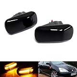 RZG 2x Black Smoked Lens Side Indicator Amber LED Marker Repeater Light For HD Civic CR-V Integra DC5 Jazz Stream