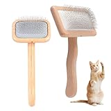 Lam-lord 2 Pcs Wool Carders, Hand Carders for Wool, Wooden Wool Carders ​Craft Wool Needle Felting Tools with Solid Wood Handle for Needle Felting Craft Felt Project Dogs Brush(Size:2 Different Size)