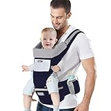 IULONEE Baby Carrier with Hip Seat Ergonomic Toddler Carriers Backpack Baby Shoulder Carrier Adjustable Front and Back Carry for Newborn 3 Months to 3 Years(7-45lbs) Dark Blue