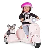 Our Generation OG Ride Along Scooter – Toy Scooter with Detachable Side Car for 18-inch Dolls – Includes Riders Helmet
