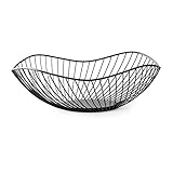 LdawyDE Black Metal Fruit Bowl - Modern Storage Basket, Anti-Rust Durable Stand, Desktop Fruit Holder, Diameter 25.5 x 10 cm