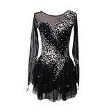Kmarouse Figure Skating Dress for Girls, Baton Twirling Costumes for Women, Long Sleeve Skirted Leotard for Competition(3XL)