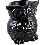 Charming Black Owl Ceramic Oil Burner - 12cm x 11cm (1 Pc) - Elegant Design - Perfect Ambience Enhancer for Home & Office