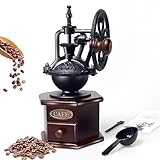 Manual Coffee Grinder Vintage Wooden Coffee Bean Grinder Hand Grinder Roller Antique Coffee Mill for Making Mesh Coffee Classic French Press for Decoration (Hexagon)