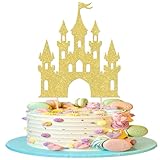 SYKYCTCY 1 Pack Castle Cake Topper Princess Cake Topper Glitter Celebrating Princess Happy Birthday Cake Pick Castle Theme Cake Decoration for Baby Shower Kids Girls Birthday Party Supplies