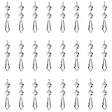 JaneYi 24 Pack 37mm Icicle Prism Crystal Pendant Clear Crystal Glass Chandelier Ice Drops Sun Catcher Hanging Pendant with Octagon Bead for Curtain Lamp Vase Garden Party Christmas Wedding Decor