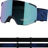 Salomon S/view Unisex Goggles Ski Snowboarding, Extended field of vision, Visual acuity & glare reduction, and No more fogging, Blue, One Size