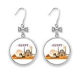 City Pyramid Sphinx Egypt Bow Earrings Drop Stud Pierced Hook