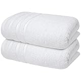 Infinitee Xclusives Bath Towels Set of 2 (70x140 cm) – 100% Soft Ring-Spun Cotton, Ultra Soft & Highly Absorbent Towels for Spa, Gym, Hotel & Everyday Bathroom Use |Brilliant White|