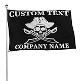 Custom Text Double Sided Boat Flag Pirate Skull Flag for Outdoor, Personalized Name Pirate Skull Flag For For Boat Ship Sailboat Yard Outside Home Decoration