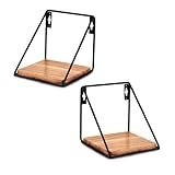 Indus Lifespace Floating Shelf Iron and Acacia Wood Wall Mounted Shelves Set of 2 for Living Room Bedroom Bathroom (12.7cm x 12.7cm x 12.7cm) (Set of 2)