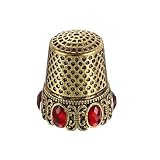 sourcing map Sewing Thimble Stainless Steel Finger Protector Fingertip Thimble Vintage Diamond Thickening Quilting Craft Accessories for Hand Sewing Knitting Needlework DIY Tools, Gold