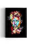 Generic David Bowie vivid neon 'Shush' pop wall art print - A5 Framed - 21 x 16 cms