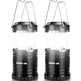 Lepro Camping Lights, Collapsible Camping Lantern Battery Powered, Portable Hanging Tent Light, AA Battery Operated Lanterns for Power Cuts, Storm, Emergency Lighting, Fishing, Hiking, Pack of 2