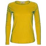 LessThanTenQuid Ladies Womens Plain Stretchy Long Sleeve Round Neck Top UK Sizes 8-24 (Golden Mustard, 12-14)
