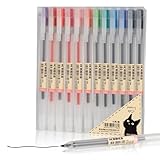 ABEIER Premium 12 Gel Ink Pens, Fine Point Pens Ballpoint Pen 0.5mm for Japanese Office School Stationery Supply,Pack for XSG