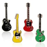 Electric Acoustic Guitar Brooch, 4Pcs Vintage Colorful Alloy Pins, Miniature Guitar Instrument Lapel Badges for Musical Lovers Family Friends for Music Theme Wearing on Bag Backpack Shirt