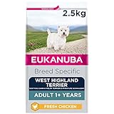 Eukanuba Complete Dry Dog Food for Adult West Highland Terrier Breed Types with Fresh Chicken 2.5 kg