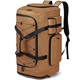 Lyweem 70L Large Duffle Bag for Men Travel, Sports Holdall Bag with Backpack Straps & Shoe Compartment, Waterproof Traveling Duffel for Weekend Overnight Women Gym Backpack, Khaki