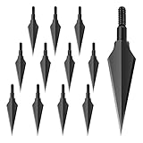 KURUGEILI 12 Pack 100/125/150 Grains Archery Traditional Broadheads Steel Points Screw-in Hunting Arrowheads Arrow Tip for Compound, Recurve Bow & Crossbow