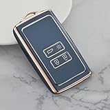 Juttzzei Renault Car Key Cover for Renault Clio Megane Koleos Kadjar Kangoo Twingo Talisman Captur Espace Dacia Duster Key Fob Cover, Upgraded TPU Silicone Renault Clio Key Cover-4 bottons(Blue-Gray)