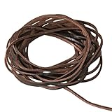 Yumcute Genuine Leather Necklace Cord, 3mm×3m Brown, Bracelet Making String for Shoe Laces, DIY Crafts and Jewellery Making
