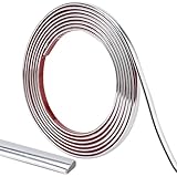 CRASPIRE 10Ft/3M Wall Trim Molding Silver Peel and Stick Flexible Self-Adhesive Corner Caulk Strips Tile Edge Decorative Bendable Quarter Round for Mirror Furniture Countertop Tables Cabinets