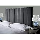 Affordable Luxury Portland Lined Headboards in Elegant Plush Velvet Fabric, for Divan Beds, Bedroom and Hotel Furniture (5FT King- Height 24", Steel)