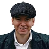 TOSKATOK® Unisex Mens, Ladies 8 Panel Herringbone Tweed Wool Blend Baker Boy Newsboy Flat Gatsby Hat Cap-Slate