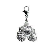 Silver 15x16mm moveable Cinderella Coach Charm on a lobster trigger