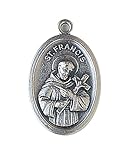 St. Anthony and St. Francis image medal pendant - silver colour metal 2cm
