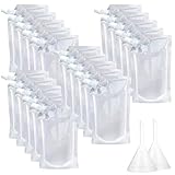 GreenMingle 20PCS 500ml Refillable Drink Clear Pouches Festivals Travel Plastic Drinks Flasks Cruise Kit Reusable Alcohol Liquor Juice Bags Drink Container Party Halloween Christmas Hot Cold Beverage