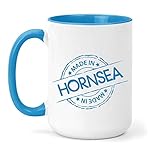 teesandmugs Made in Hornsea Ceramic Mug - Unique Gift for Home and Office - Ely Town Keepsake Souvenir (Blue)