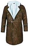 Extravagant rown Shearling Jacket Men -Winter Distressed Swedish Shearling Trench Coat Men (Light Brown, Custom)