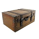 Qcwwy Vintage Wooden Trunk, Secure Elegance Storage Boxes Finely Crafted Decorative Retro Suitcase Retro Suitcase Gift Baskets for Wedding Baby Shower or Housewarming
