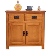 Aurotrice OAK Sideboard Cabinet Buffet Storage Cabinet with 2 Doors 2 Drawers Kitchen Buffet Cabinet with Storage Classic Sideboards for Dining/Living room