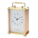 Widdop Carriage Clock in Aluminium Casing with Roman Numeral Dial & Classic Spade Clock Hands (Gold)