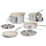 Made In Cookware - 7 Piece Nonstick Ceramic Pot and Pan Set - 5 Ply Stainless Clad - Includes Stock Pot, Saute Pan, Saucepan, and Frying Pan - Professional Cookware - Crafted in Italy