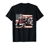 Old Farmall Cub Tractor American Flag Patriotic Farming Farm T-Shirt