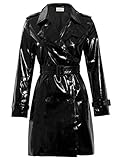 SS7 WOMENS PATENT TRENCH COAT MAC RAINCOAT LADIES NEW Size 8 10 12 14 16 Black