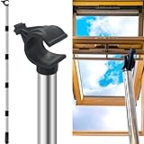 YL Window Pole Opener - Compatible with Vertical/Horizontal Sliding Windows, for Velux GGL & GGU Skylight Roof Windows, Stainless Steel Multi - Part Loft Hatch Pole with Hook (1.84m)