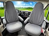 BREMER SITZBEZÜGE PL409 Pilot Seat Covers Compatible with Motorhome Camper Hymer Ducato Motorhome Accessories Set of 2 Including Armrest Covers in Grey