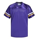 dolessismore Retro Fans Football Jerseys for Men Women Unisex Workout T-Shirts Fashion Tops Casual Outfits, White/Yellow Stripe-purple Jersey, XL