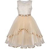 Sunny Fashion Flower Girl Dress Beige Wedding Party Bridesmaid Dress Age 8 Years