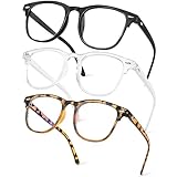 Aomig Blue Light Blocking Glasses, 3 Pcs Anti Blue Light Computer Gaming Glasses for Women Men, Lightweight Blue Light Blocking Reading Filter UV(Black+Transparent+Tortoiseshell)