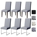 Pacok Dining Room Chair Covers Set of 6,Stretch Dining Chair Slipcovers Elastic Removable Washable Seat Covers for Hotel Kitchen Banquet Ceremony(Grey)