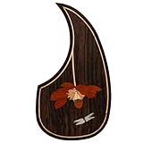 Solid Rosewood Acoustic Guitar Pickguard with Real Abalone Inlay – Self-Adhesive Scratchplate for Martin D-45, Taylor & Compatible with Most 40-42 Inch Acoustic Guitars, Shell Flower Design (#17)