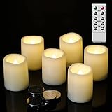 Eldnacele Led Flickering Flameless Votive Tea Lights Candles with Remote Control Battery Operated Set of 6 Electric Outdoor Tealights Candle for Home Christmas,Xmas Decorations 300+Hours