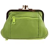 Oakridge Leather Ladies Double Clasp Coin Purse - Apple